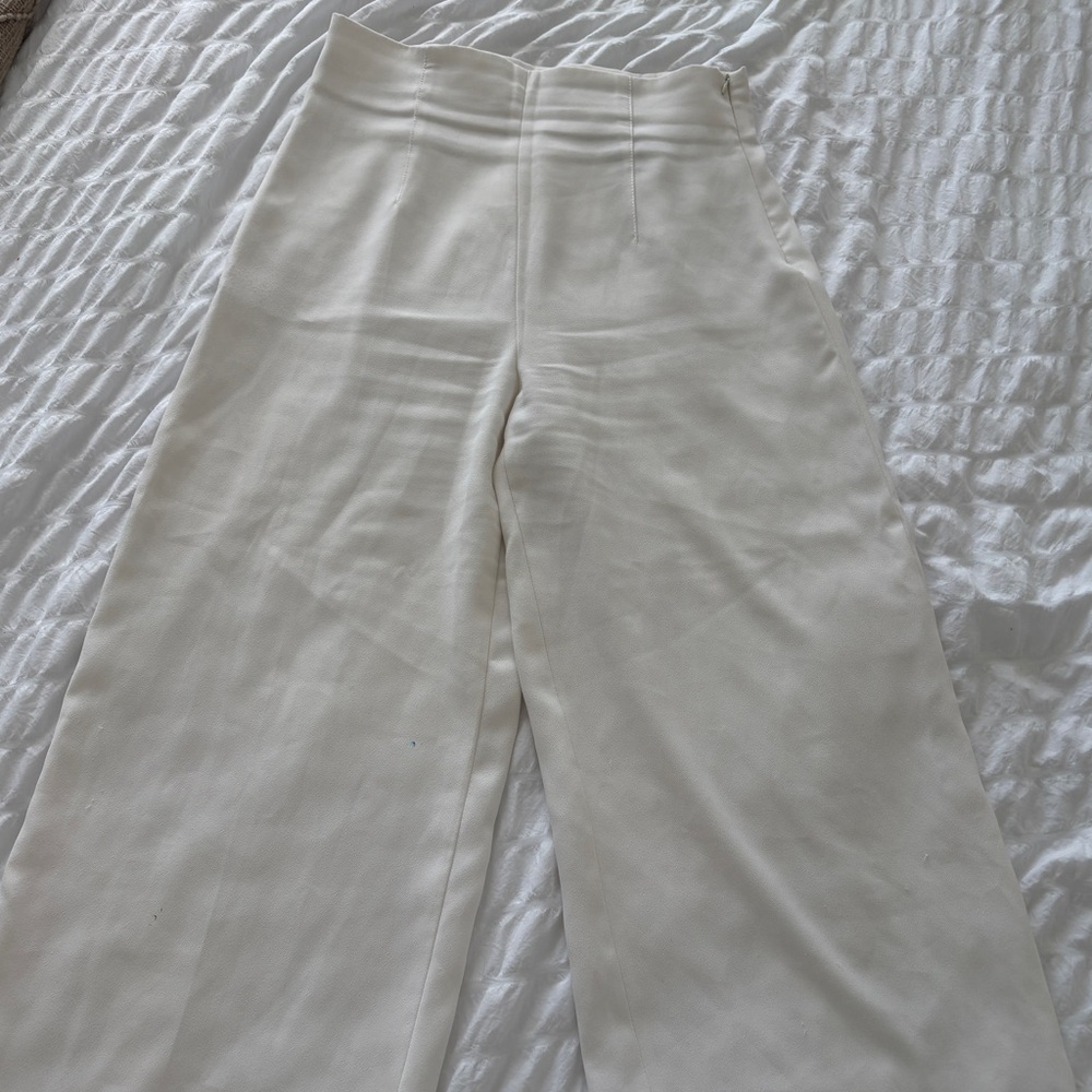 White Cropped Wide Leg Pants